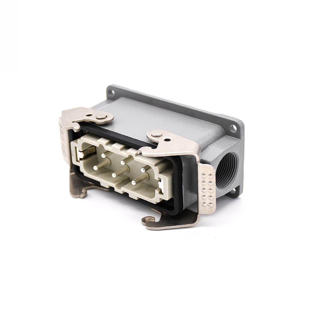Heavy Duty Connector 6 Pin Female Butt-joint Male Silver Plating Size M40 H16B Hasp
