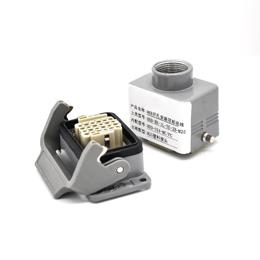 Heavy Duty Connector H6B 24 Pin Male Without Contacts Male Docking Type Female M25 Bulkhead Mounting