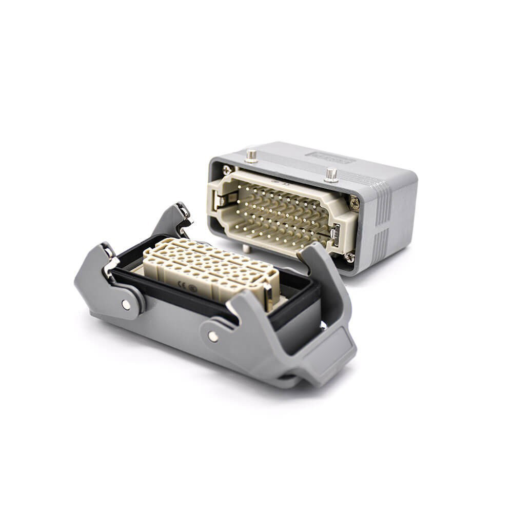 Heavy Duty Pin Connectors 40Pin Bulkhead Mounting H16B Female Butt-joint Male Plastic Button Silver Plating Size PG21