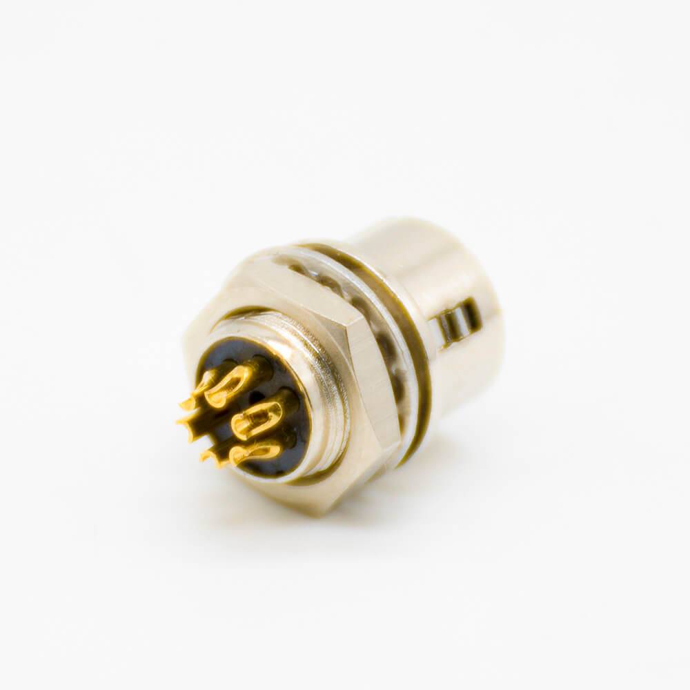 Elecje 6 pin Female HR10 Connector Receptacle Straight Solder Cup Back Mount Circular Push-Pull Connector 5pcs