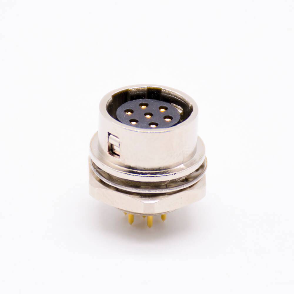 Elecje HR10 Circular Connector Female Receptacle 7 Pin Straight PCB Through Hole Back Mount Circular Push-Pull Connector