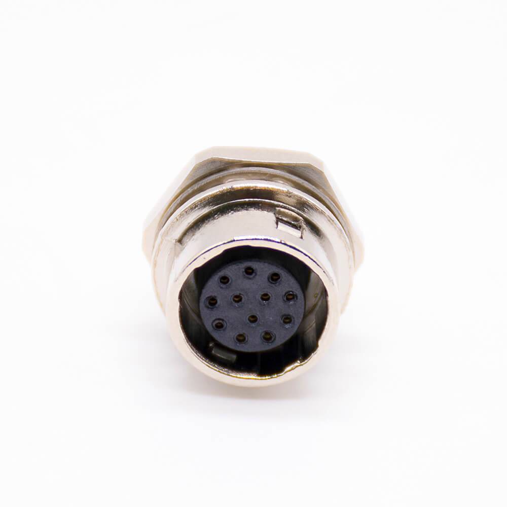 Elecje HR10 Connectors Female Receptacle 12 Pin Straight Solder Cup Back Mount Circular Push-Pull Connector