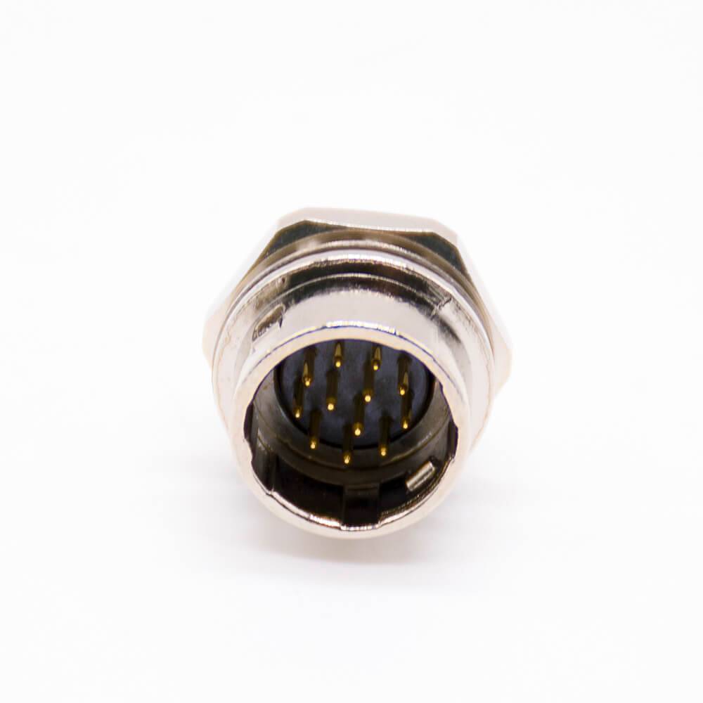 HR10 12 pin Male Receptacle Straight Solder type Back Mount HR10 Circular Push-Pull Connector