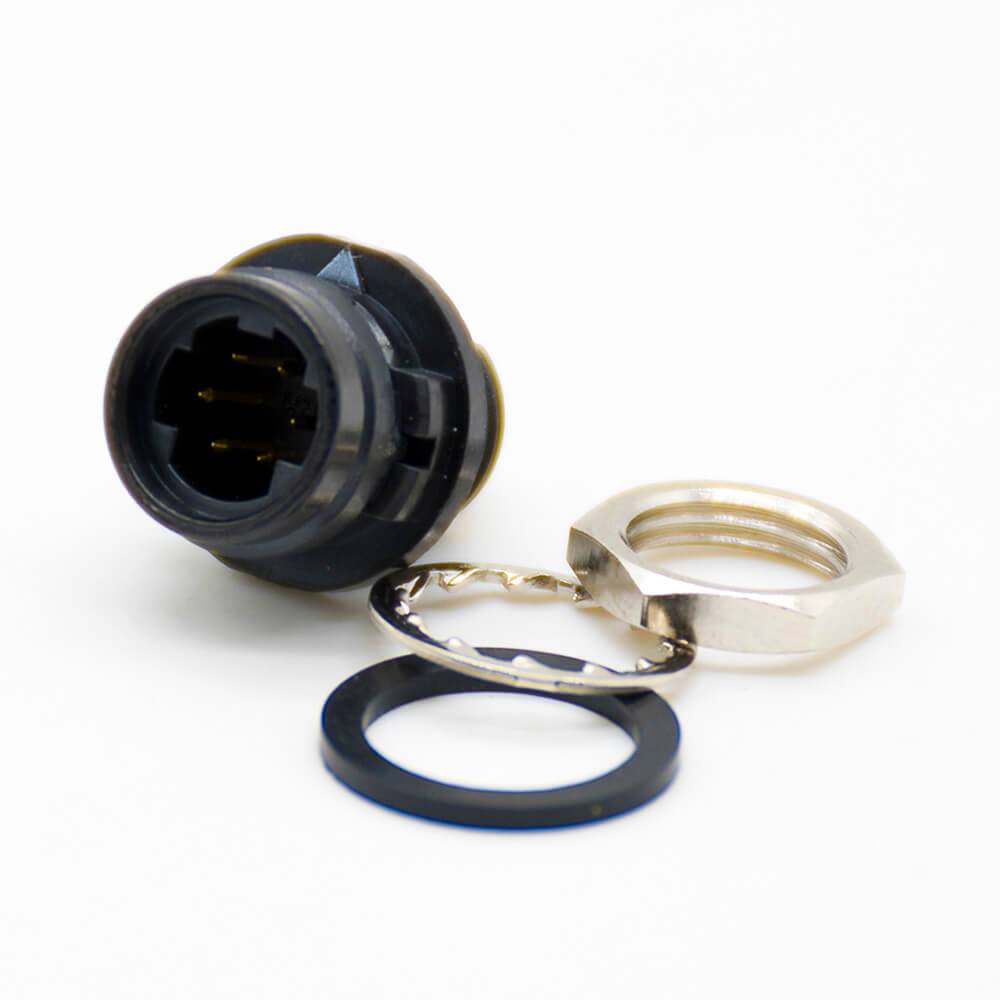 HRS Elecje Connector Male Receptacle 6 Pin Straight Back Mount Solder Cup HR10 Circular Push-Pull Connector
