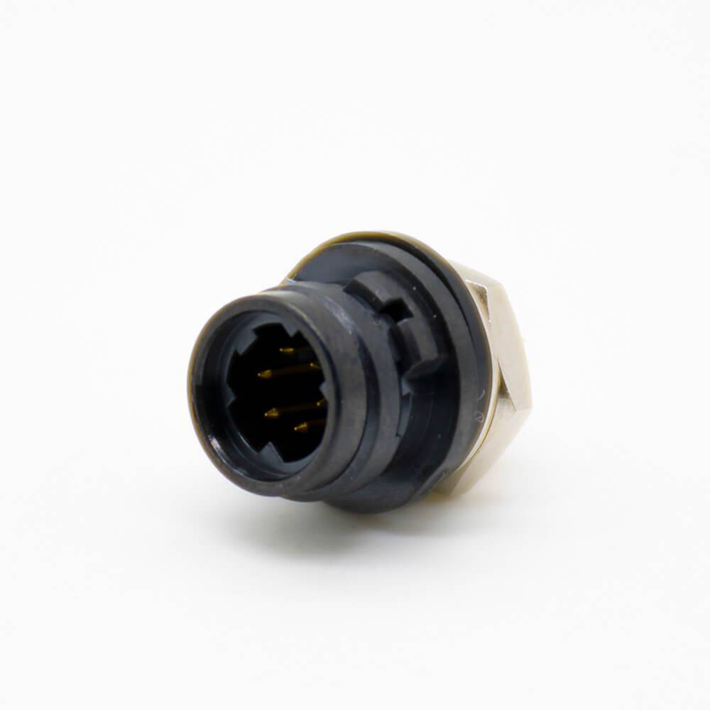 HRS Elecje Connector Male Receptacle 6 Pin Straight Back Mount Solder Cup HR10 Circular Push-Pull Connector