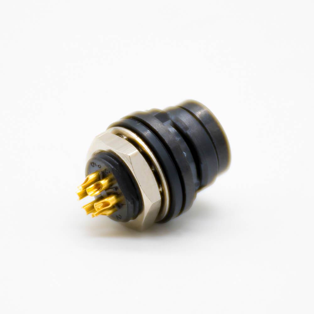 HRS Elecje Connector Male Receptacle 6 Pin Straight Back Mount Solder Cup HR10 Circular Push-Pull Connector