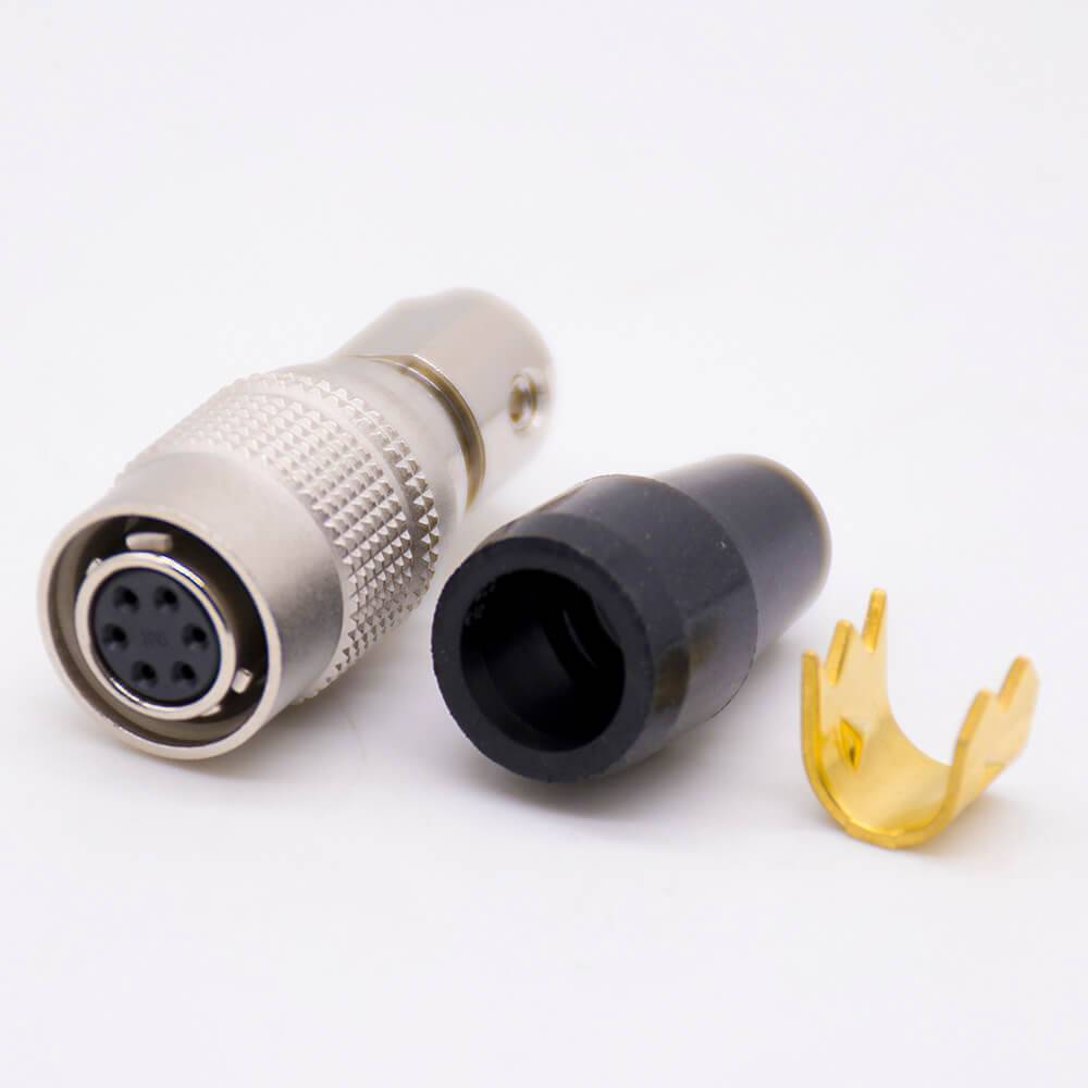 HRS Elecje Electric Female Plug 6 Pin Straight Solder Cup HR10 Circular Push-Pull Connector 20pcs