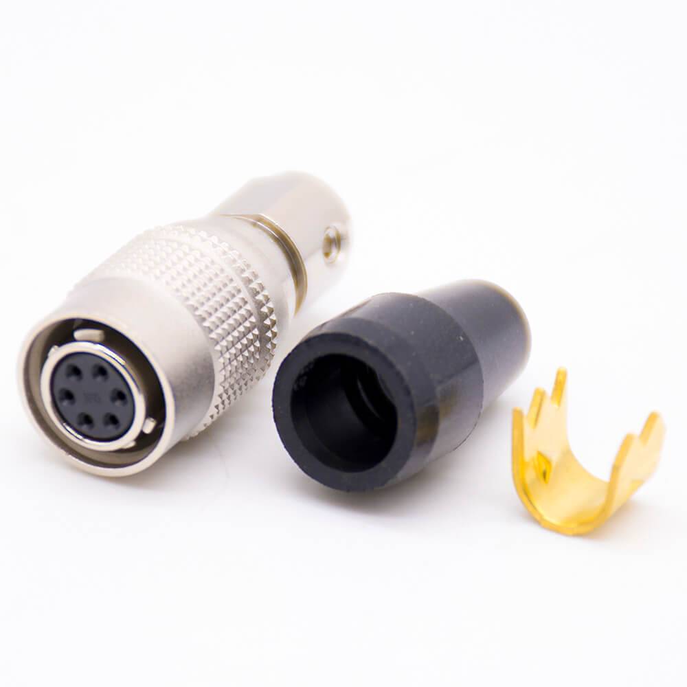 HRS Elecje Electric Female Plug 6 Pin Straight Solder Cup HR10 Circular Push-Pull Connector 20pcs