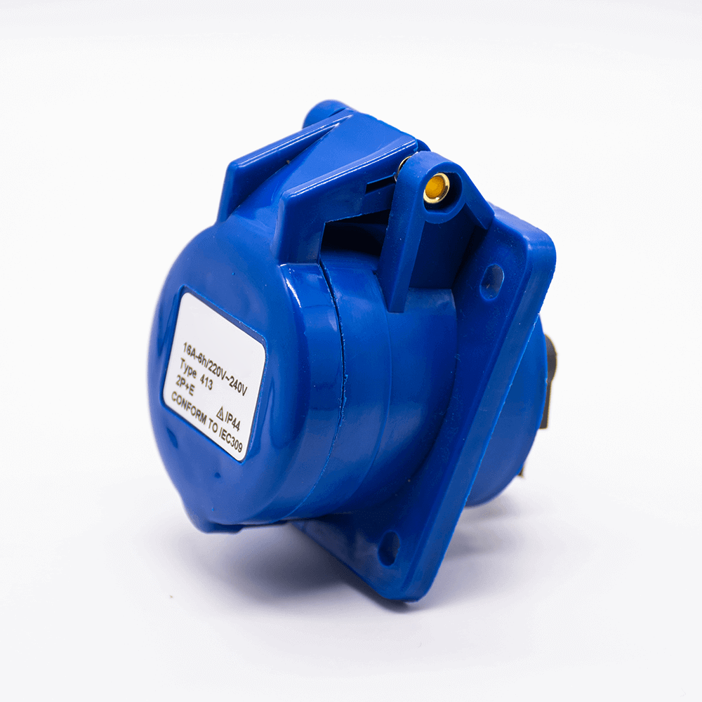 Industrial Connector Angled Socket 3P 16A 220V-250V 2P+E 6h IP44