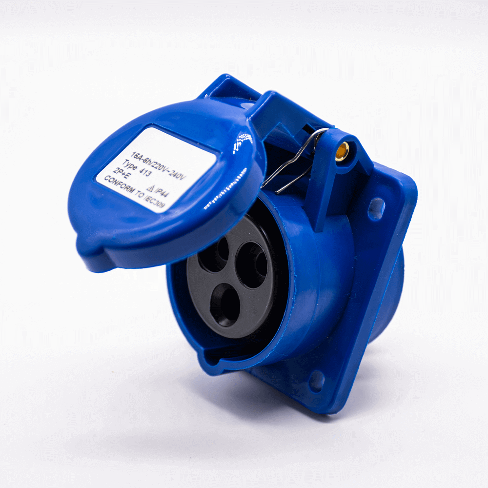 Industrial Connector Angled Socket 3P 16A 220V-250V 2P+E 6h IP44