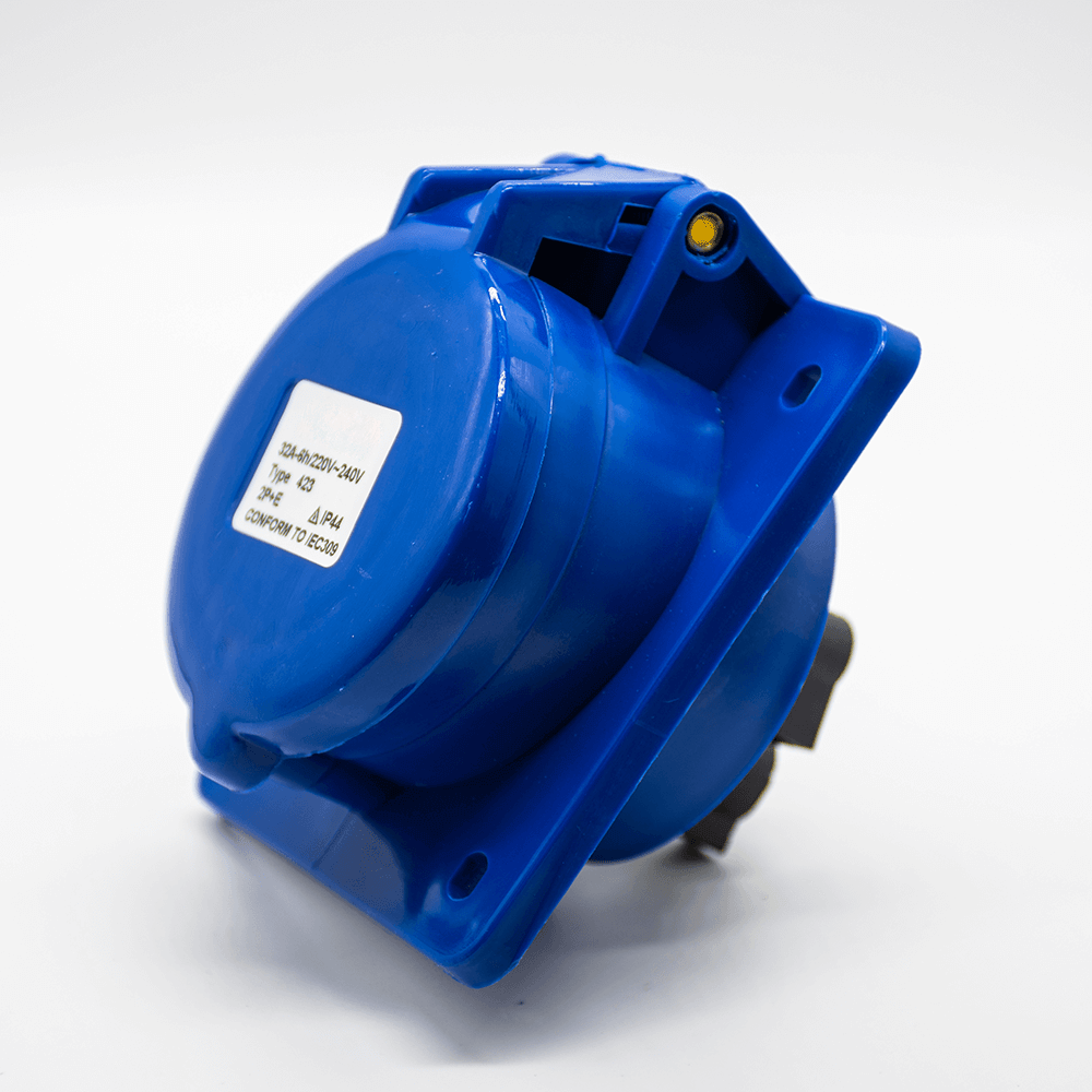 Industrial Connector Angled Socket 3P 32A 220V-250V 2P+E 6h IP44
