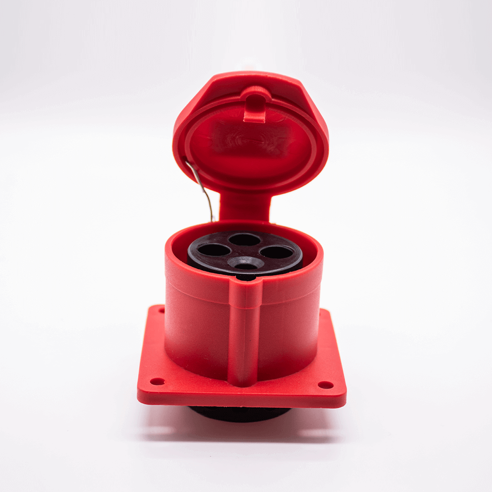 Industrial Connector Socket 4P 16A 380V-415V 3P+E 6h IP44 Sraight Type Panel Mount