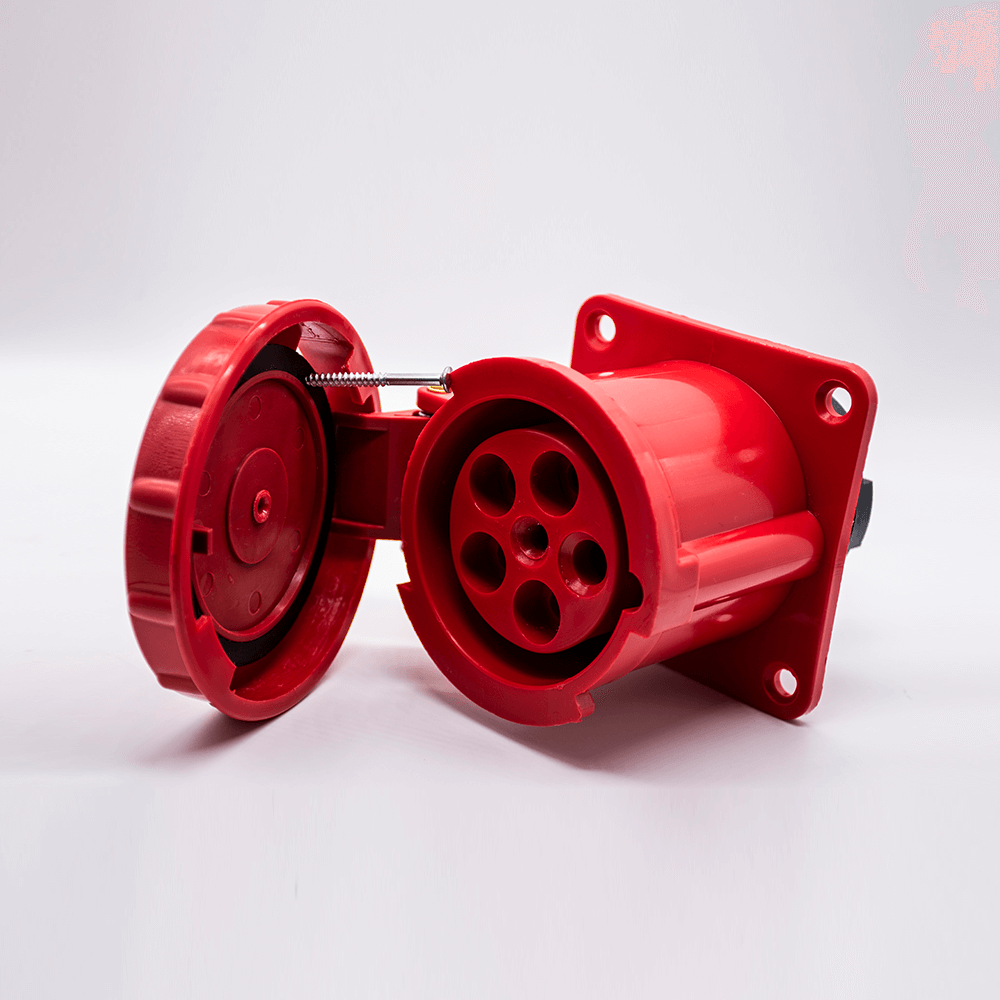 Industrial Connector Socket 5P 63A 380V-415V 3P+E+N 6h IP67 Straight Type Panel Mount