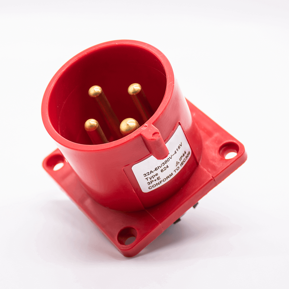 Reverse Industrial Connector Socket 4P 32A 380V-415V 3P+E 6h IP44