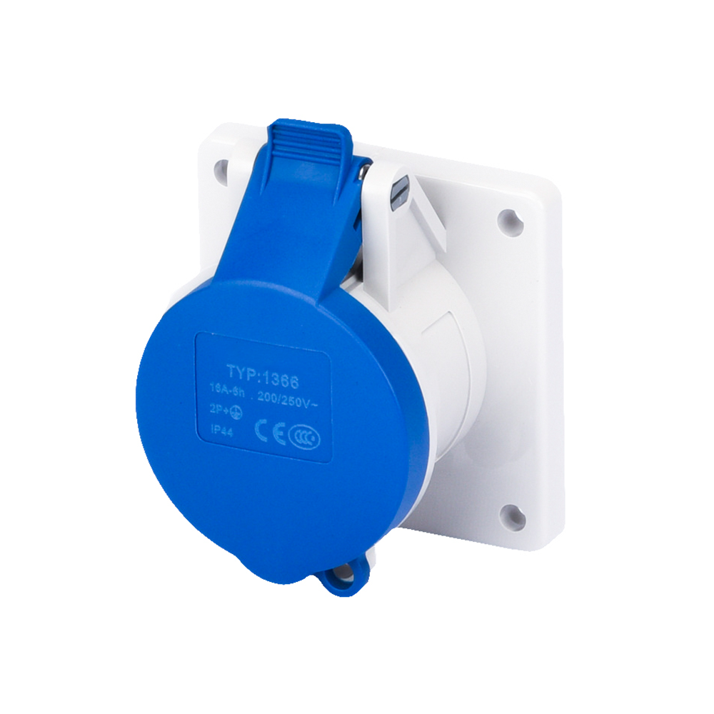 Waterproof Industrial Connector Socket 3Pin 16A 230V 2P+E IP44