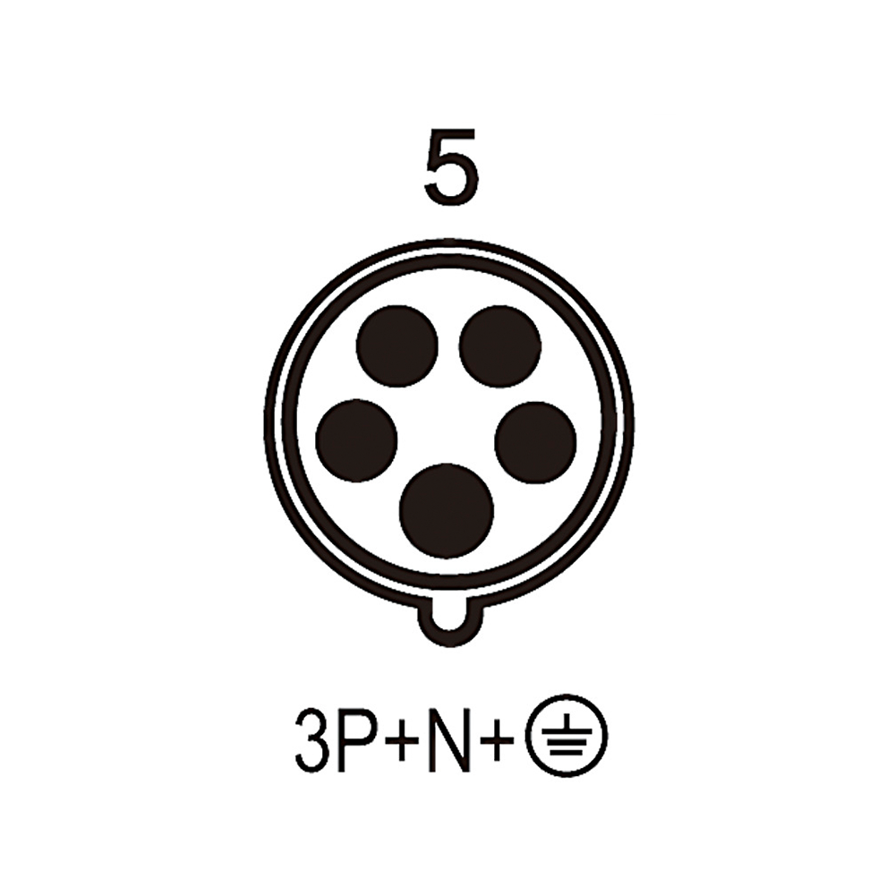 Waterproof Industrial Connector Socket 5Pin 63A 400V 3P+E+N IP44