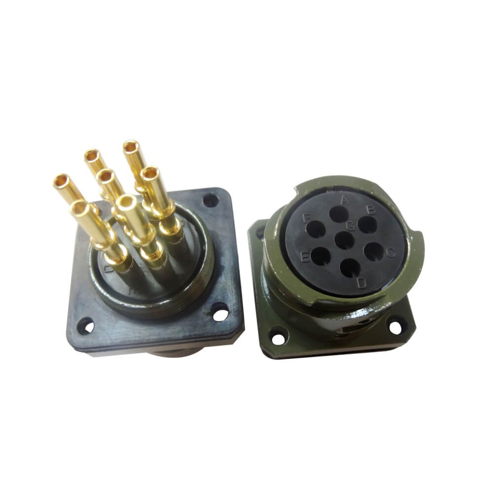 JL Socket 4 Hole-Flange Solder Traction Motor Connector 7 Pin Straight Bayonet Coupling
