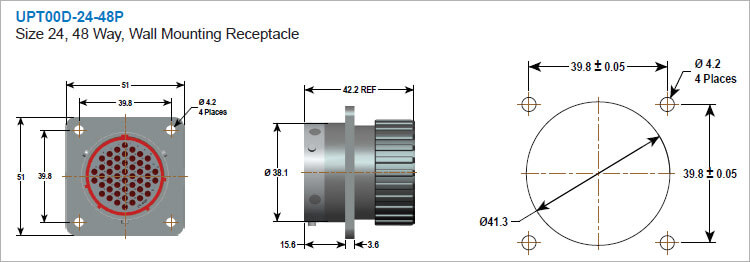 UPT00D-24-48P Military Spec Connectors 48 pin plug