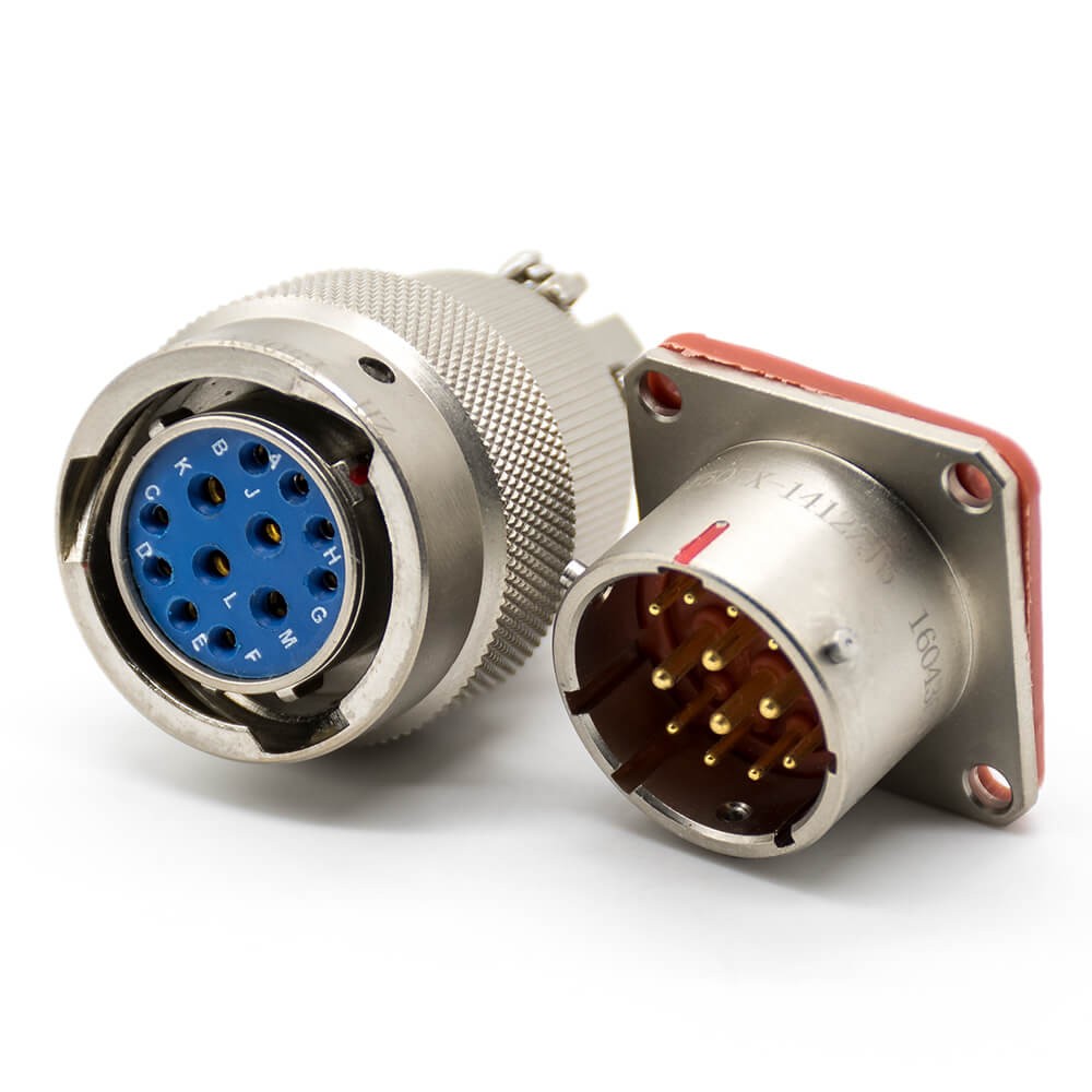 12 Pin Electrical Connector Y50EX 14 Shell Size Straight Bayonet Coupling Solder Male Butt-Joint Female
