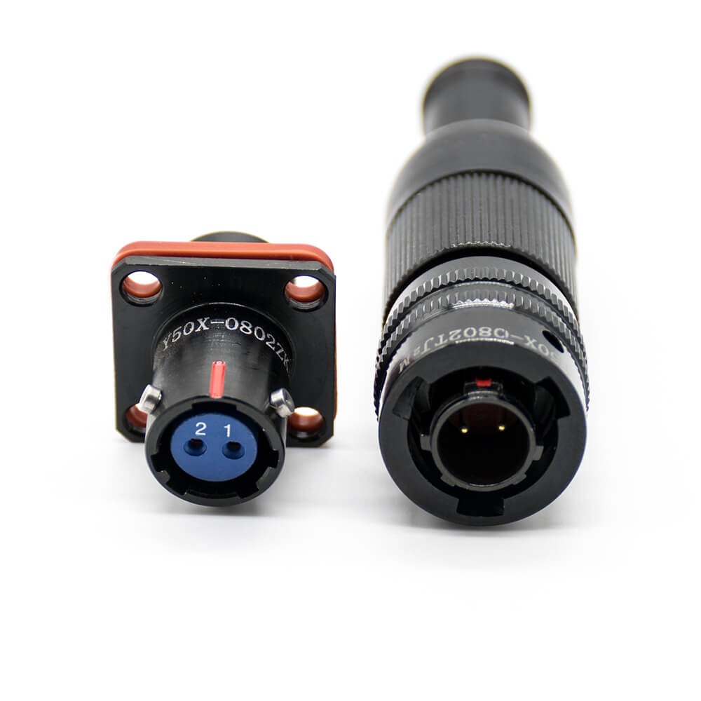 2 Pin Circular Connector Straight Bayonet Coupling 08 Shell Size Cable Solder Male Butt-Joint Female Y50X Connector