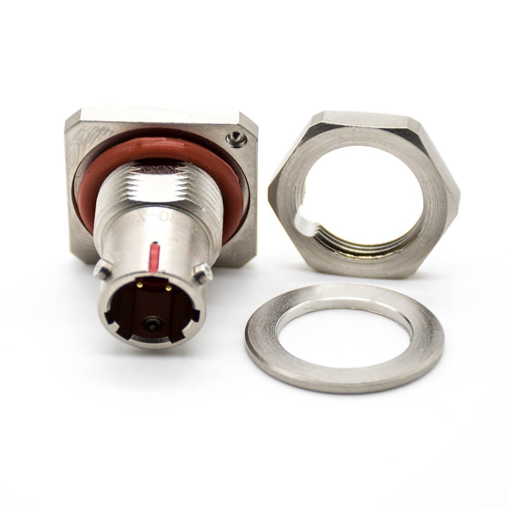 2 Pin Socket Connectors Male Y50X 08 Shell Size Straight Front Bulkhead Solder Cup Nickel Plating Waterproof Bayonet Coupling
