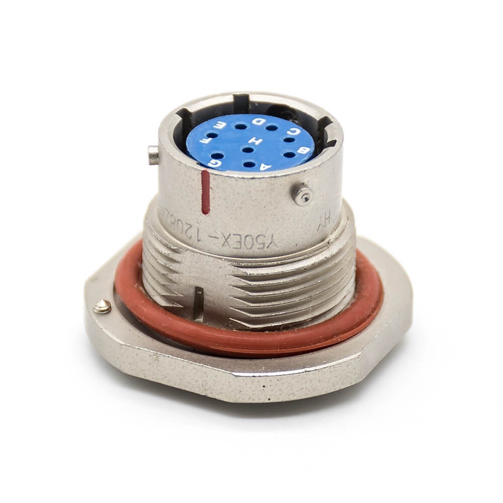 Circular Electrical Connector Solder Cup Y50EX 12 Shell Size Socket 8 Pin Female Straight Front Bulkhead Waterproof