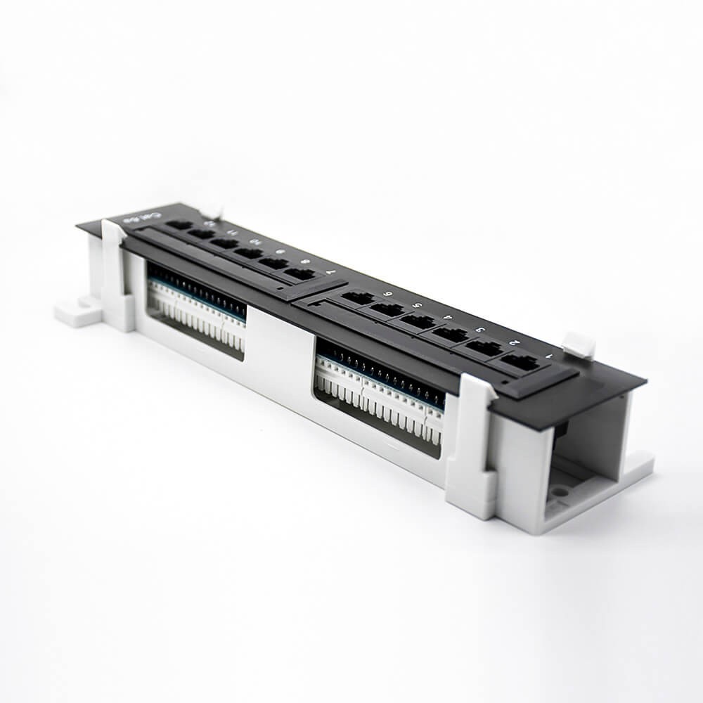 Cat6a Patch Panel 12 Ports 1u RJ45 Keystone Jack Unshield Wall Mounted Type