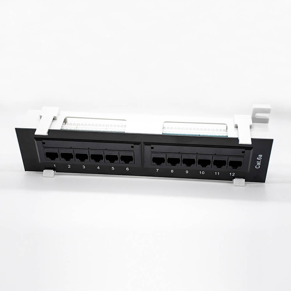 Cat6a Patch Panel 12 Ports 1u RJ45 Keystone Jack Unshield Wall Mounted Type