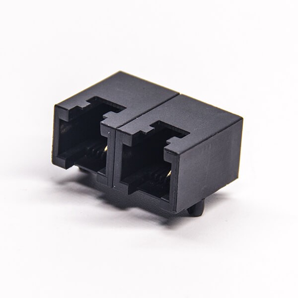 6P2C RJ11 Unshielded Jack Black Dual Port Network Module Connector DIP