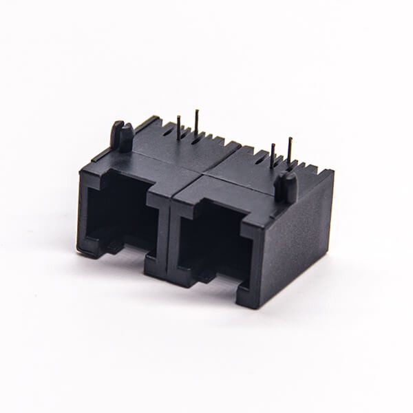 6P2C RJ11 Unshielded Jack Black Dual Port Network Module Connector DIP