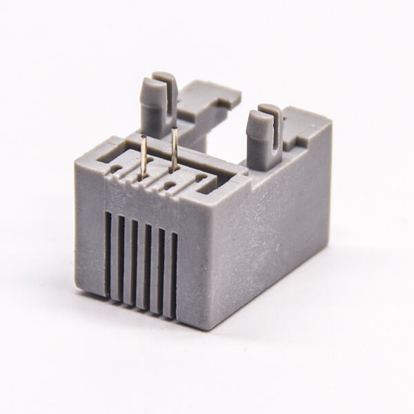 6P2C Socket rj11 Grey Plastic Right Angled DIP Type PCB Mount without LED