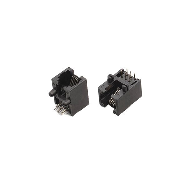 RJ11 6P6C Connector Single Port Telephone Socket Black Plastic Without Led