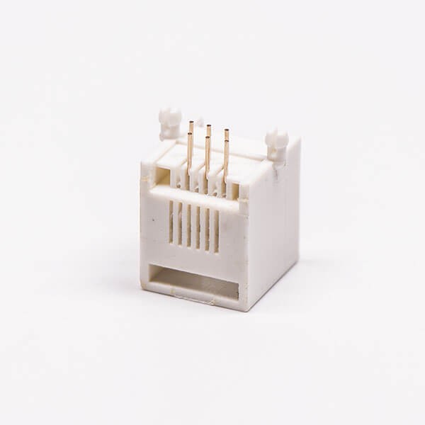 5pcs Female RJ12 Connectors 1 Port 6P White Right Angle Gold Plated Without LED