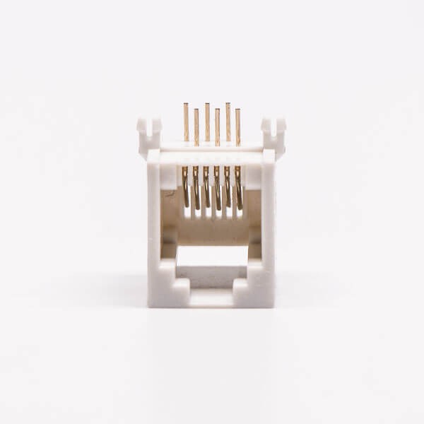 5pcs Female RJ12 Connectors 1 Port 6P White Right Angle Gold Plated Without LED
