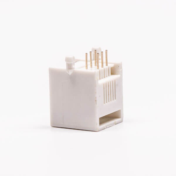 5pcs Female RJ12 Connectors 1 Port 6P White Right Angle Gold Plated Without LED