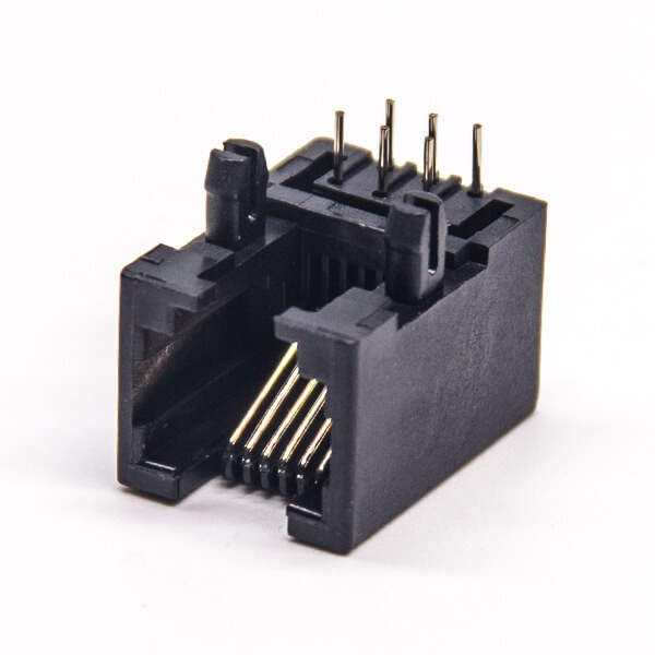 6P6C Modular Connector RJ12 Connector 90 Degree Through Hole Unshielded