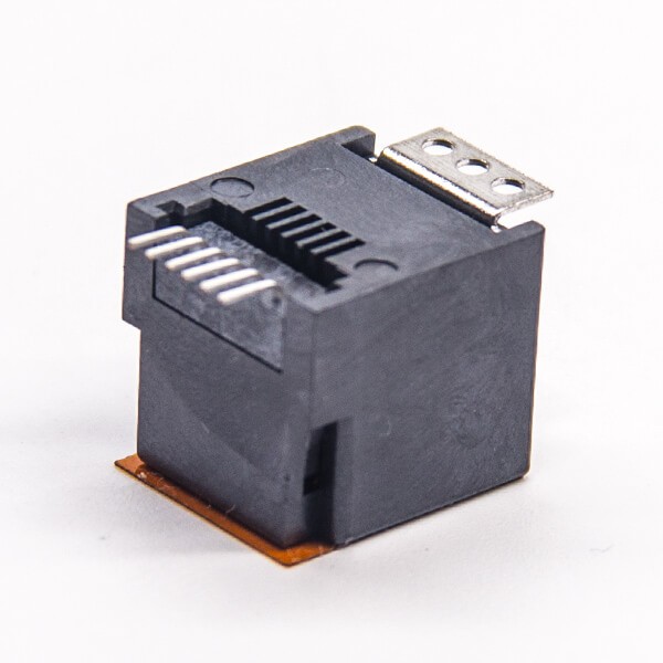 Black RJ12 Socket SMT Type 180 Degree Unshielded PCB Mount
