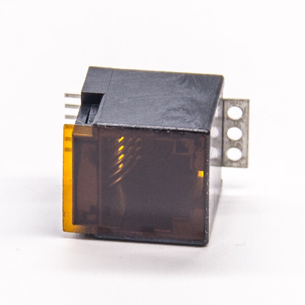 Black RJ12 Socket SMT Type 180 Degree Unshielded PCB Mount