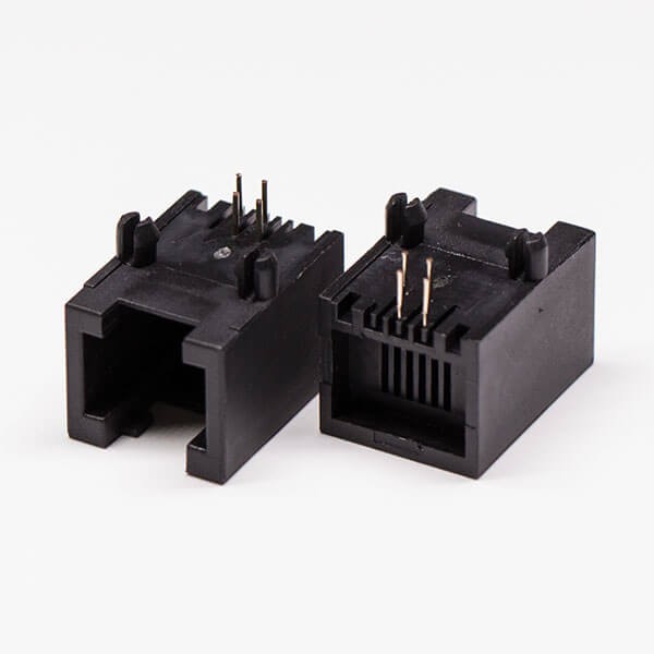 Female RJ14 Connector 1 Port Black R/A 6P4C Unshield Without LED 10PCS
