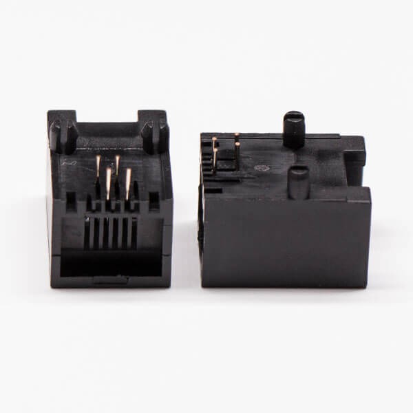 Female RJ14 Connector 1 Port Black R/A 6P4C Unshield Without LED 10PCS