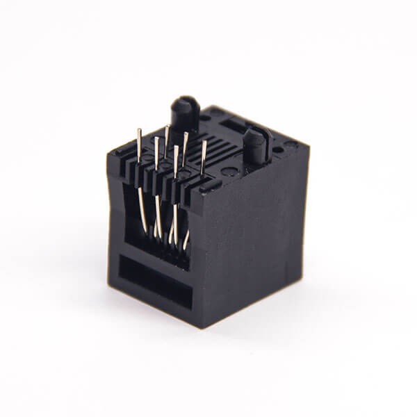 6P6C RJ25 Connector Straight Plastic Black Single Port Through Hole