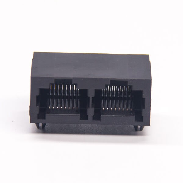 2 Port RJ45 90 Degree Black Plastic 8P8C Network Connector DIP Type