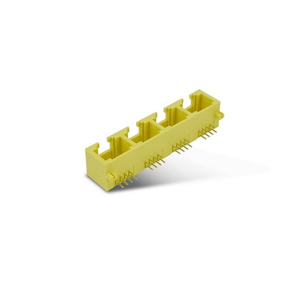 2pcs 1x4 RJ45 Connector Yellow Multi-Port 8P8C Mini Socket Unshield Without Led