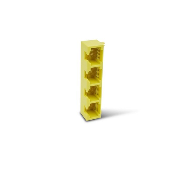 2pcs 1x4 RJ45 Connector Yellow Multi-Port 8P8C Mini Socket Unshield Without Led