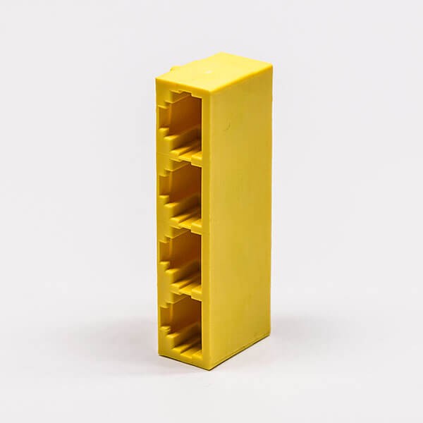 2pcs Female RJ45 Connectors 8P Yellow 4 Port without LED and without Shield for PCB