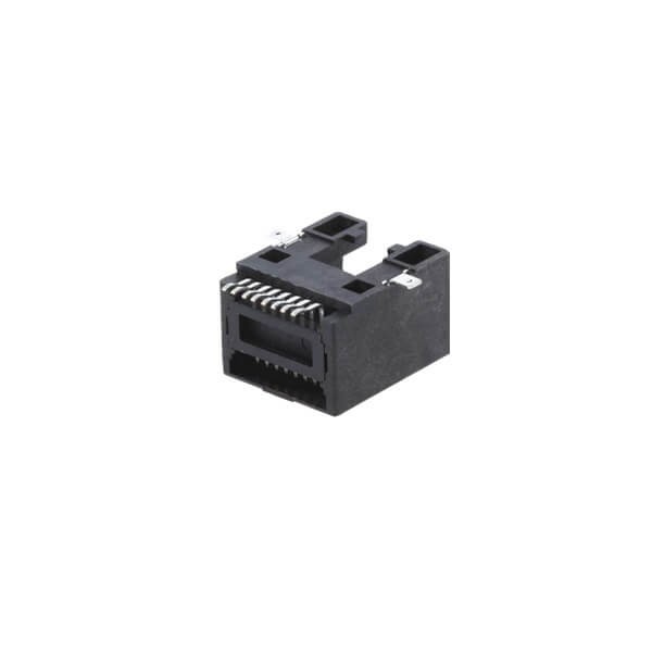 2pcs RJ45 Connector Cat5 Horizontal Socket Black Plastic SMT