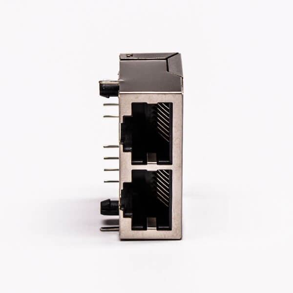 2pcs RJ45 Female Connector 2 Port 90° with Shield and Without LED for PCB Mount