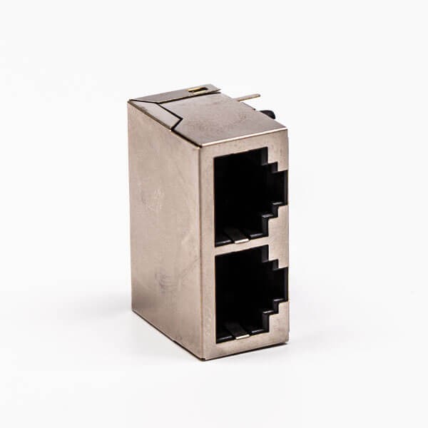 2pcs RJ45 Female Connectors 8P 90 Degree 2 Port without LED and with Shield for PCB