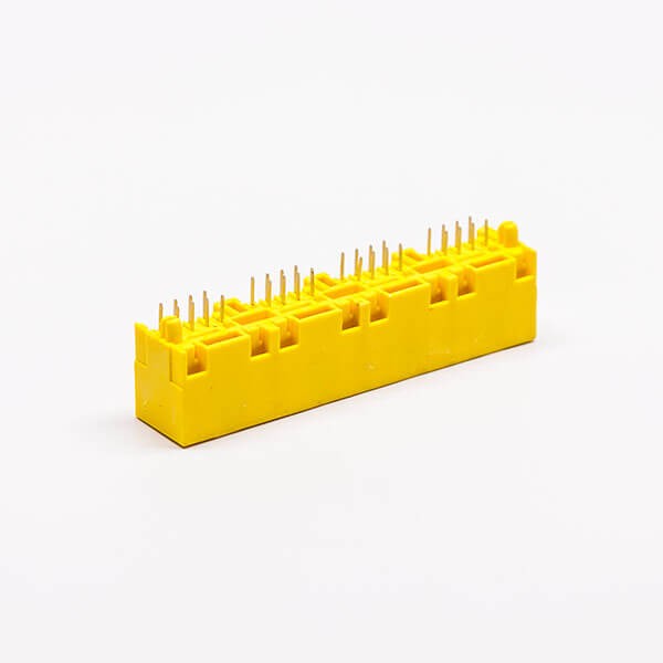 2pcs RJ45 Female Socket 180 Degree Connector 4 Port 8P Yellow Unshield Without LED