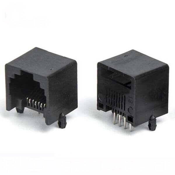 2pcs RJ45 Jack Connector 90Degree 8P8C 1 Port Gold Plated Contact Unshield Without LED